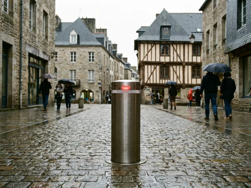 Borne escamotable automatique installée par FDM 35 pour sécuriser un accès