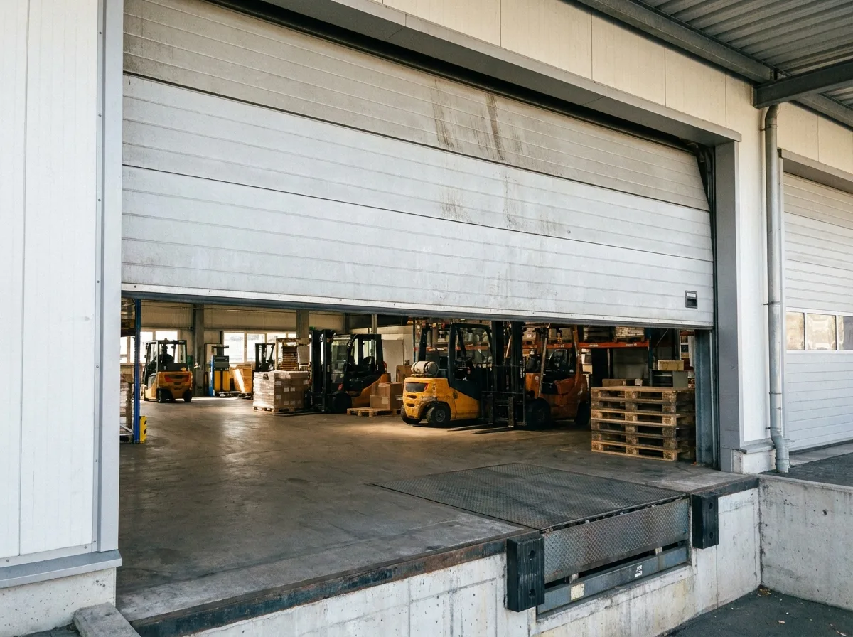 Porte sectionnelle et rapide industrielle installée par FDM 35 en Ille-et-Vilaine