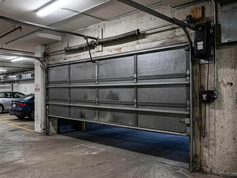 Porte sectionnelle installée par FDM 35 pour un parking collectif